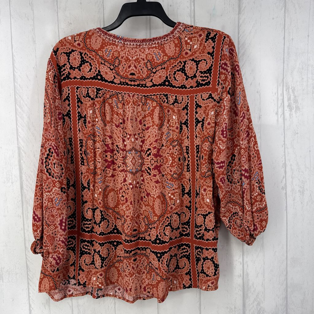 3x l/s print v-neck top