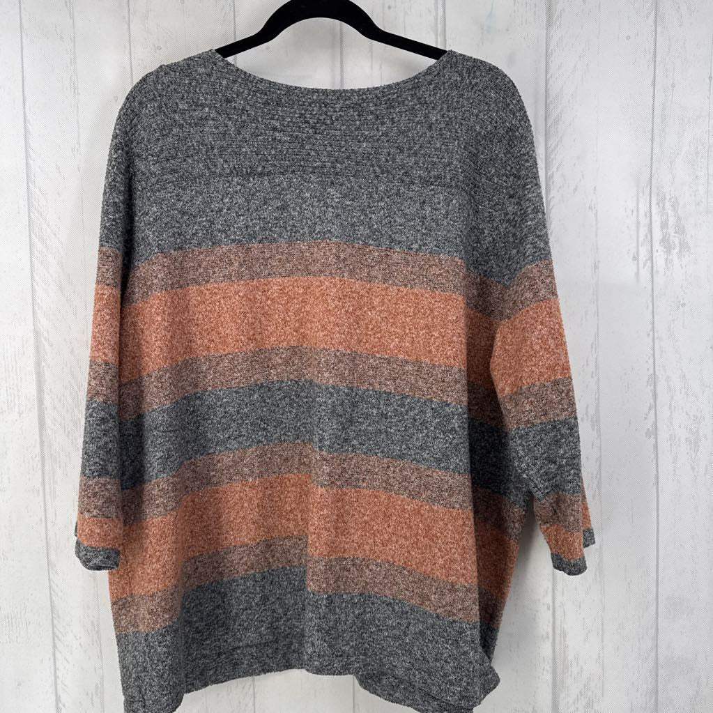 3x 3/4 slv stripe sweater