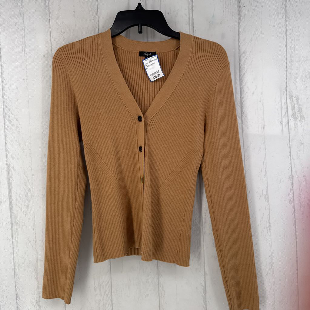 S ribbed button front cardi