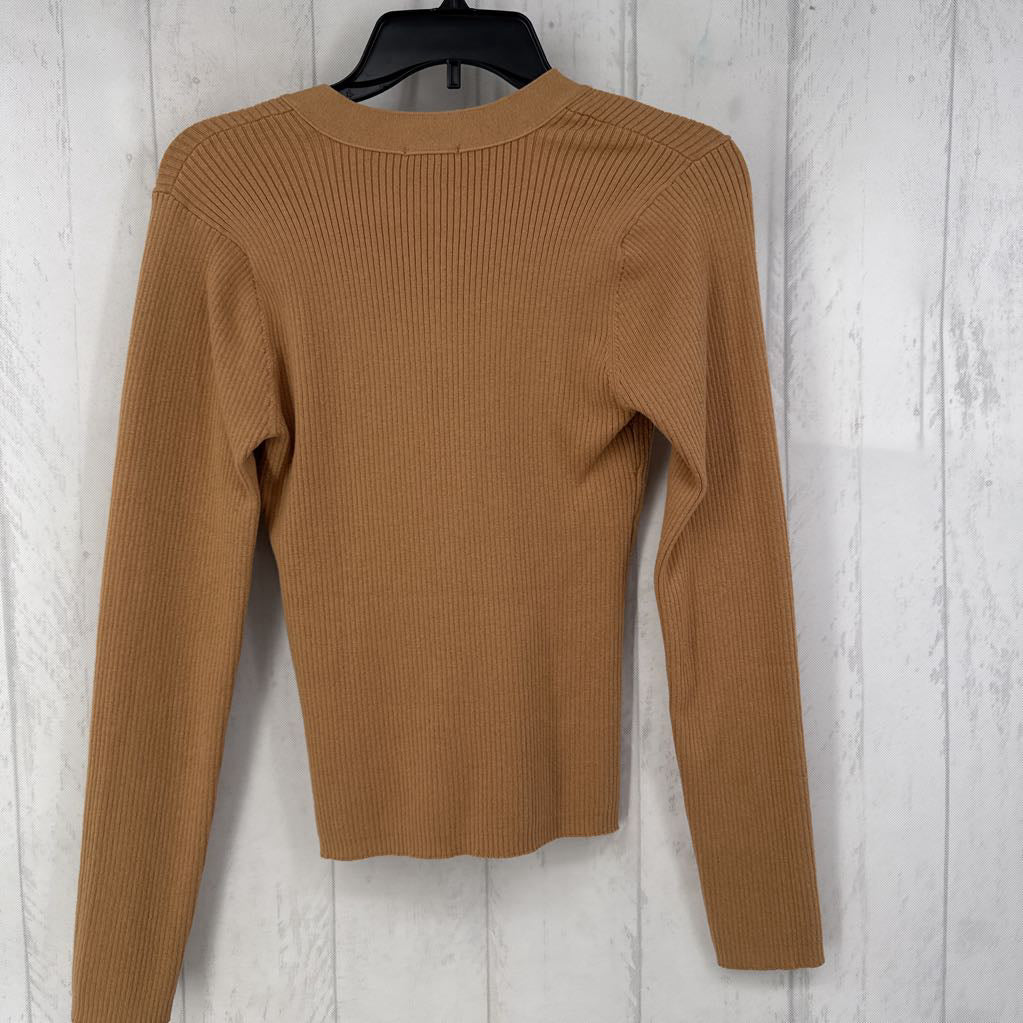 S ribbed button front cardi