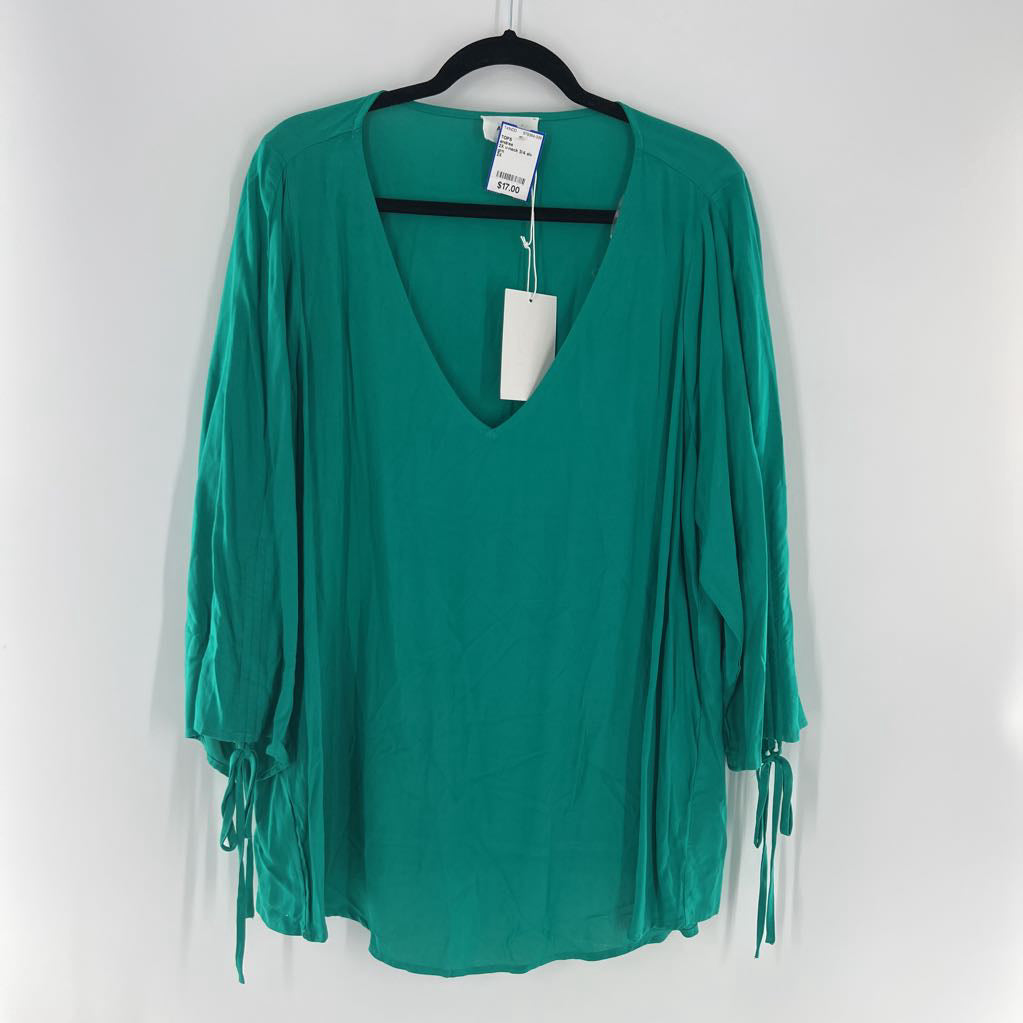 2X v-neck 3/4 slv top
