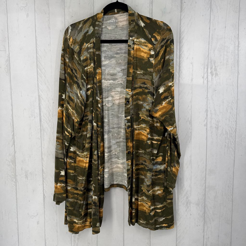 3XL printed button front cardi