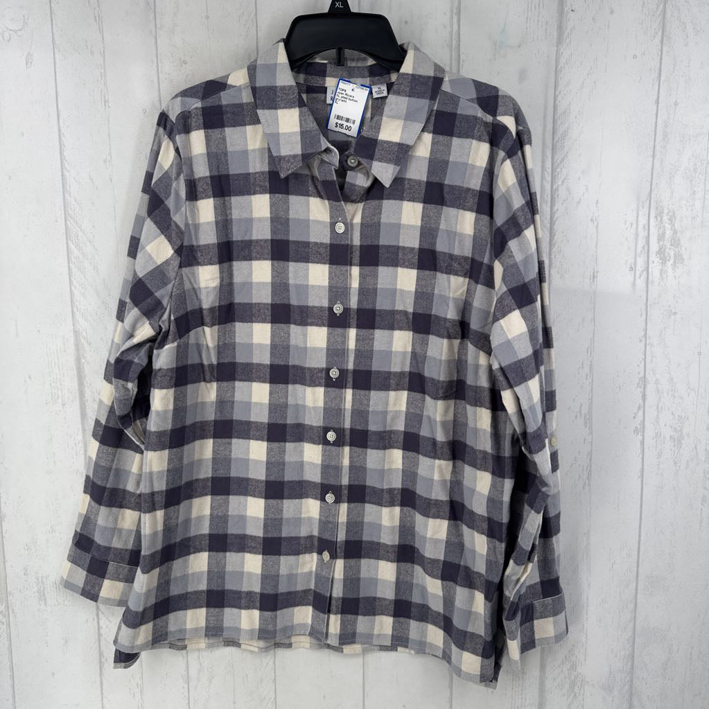 XL plaid button down l/s top