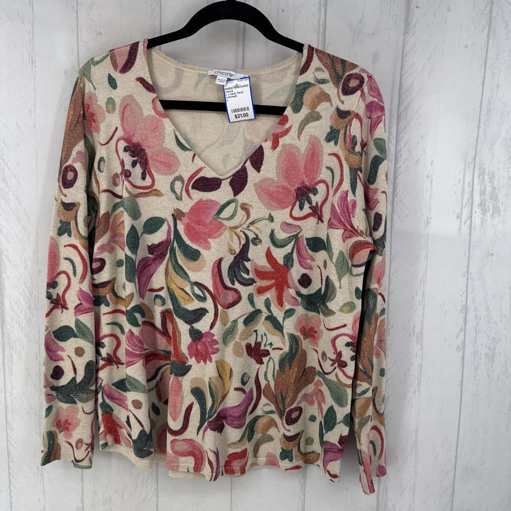 L v-neck floral sweater