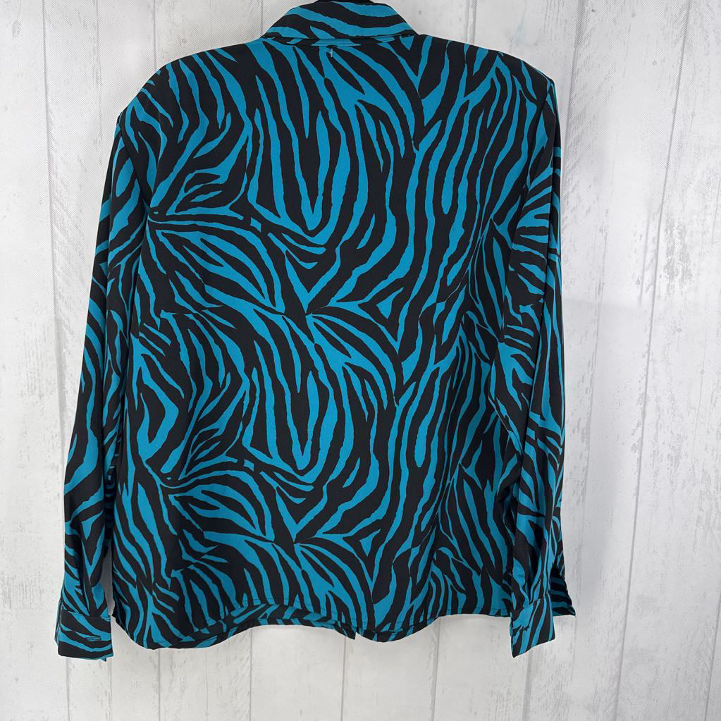 XL zebra print button down l/s top