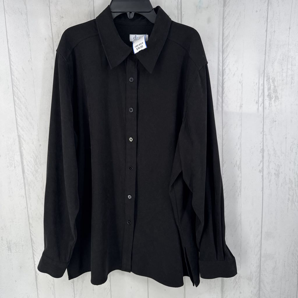 L faux suede button down l/s top