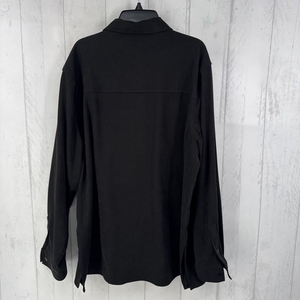 L faux suede button down l/s top