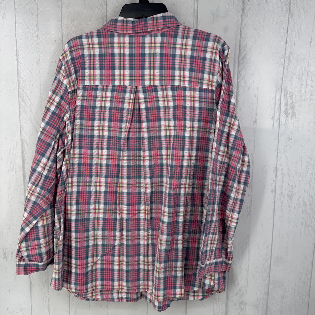 XL seerucker plaid button down l/s top