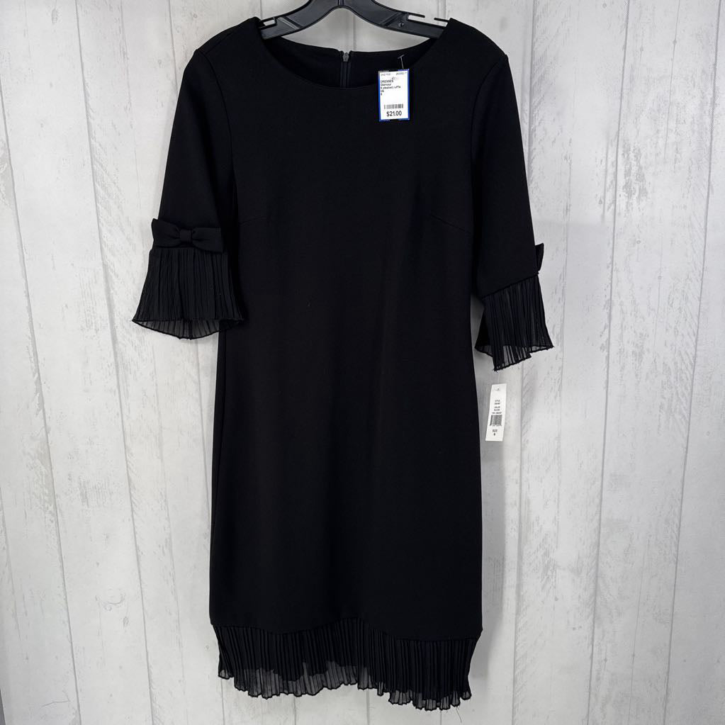 6 pleated ruffle hem elbow slv dress