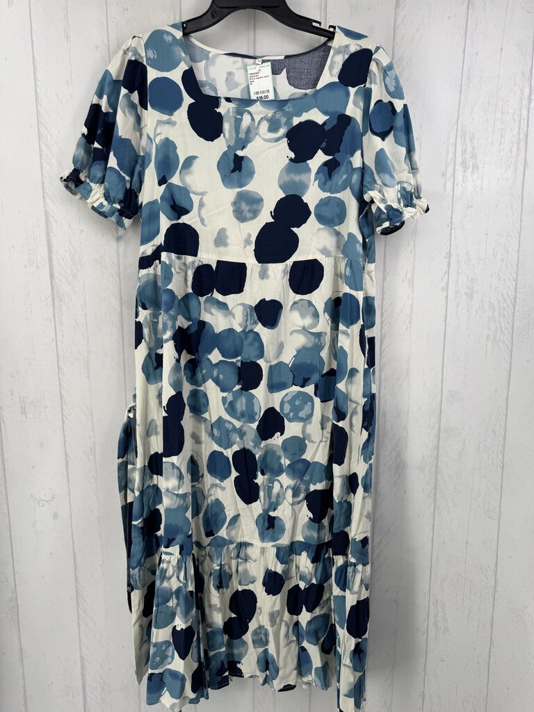 M s/s square neck circle print maxi dress