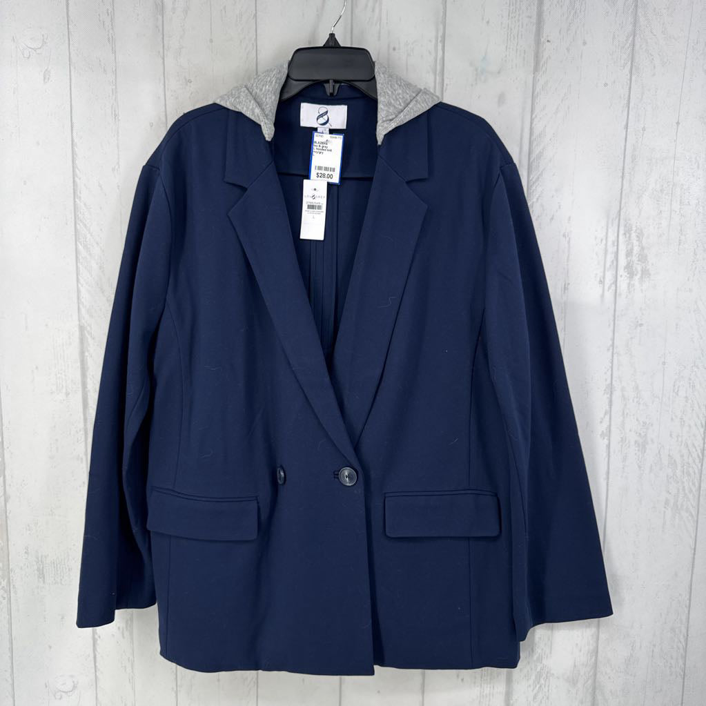 L hooded knit blazer