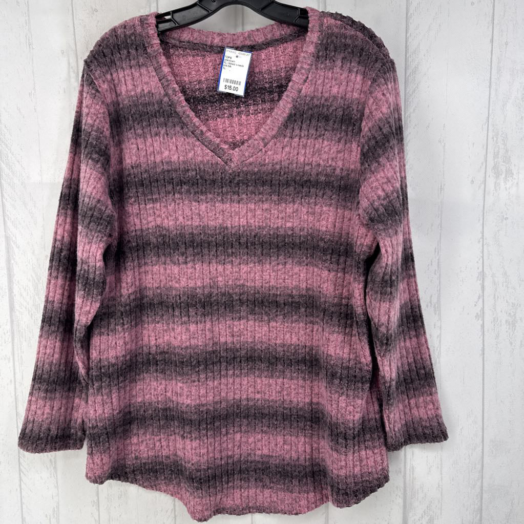 XL ribbed v-neck l/s top
