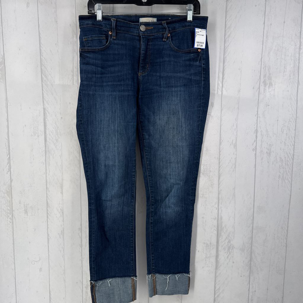 6 cuffed straight leg jean