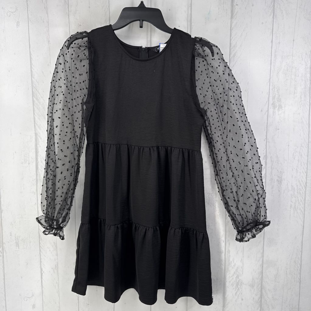 S sheer slv tiered dress