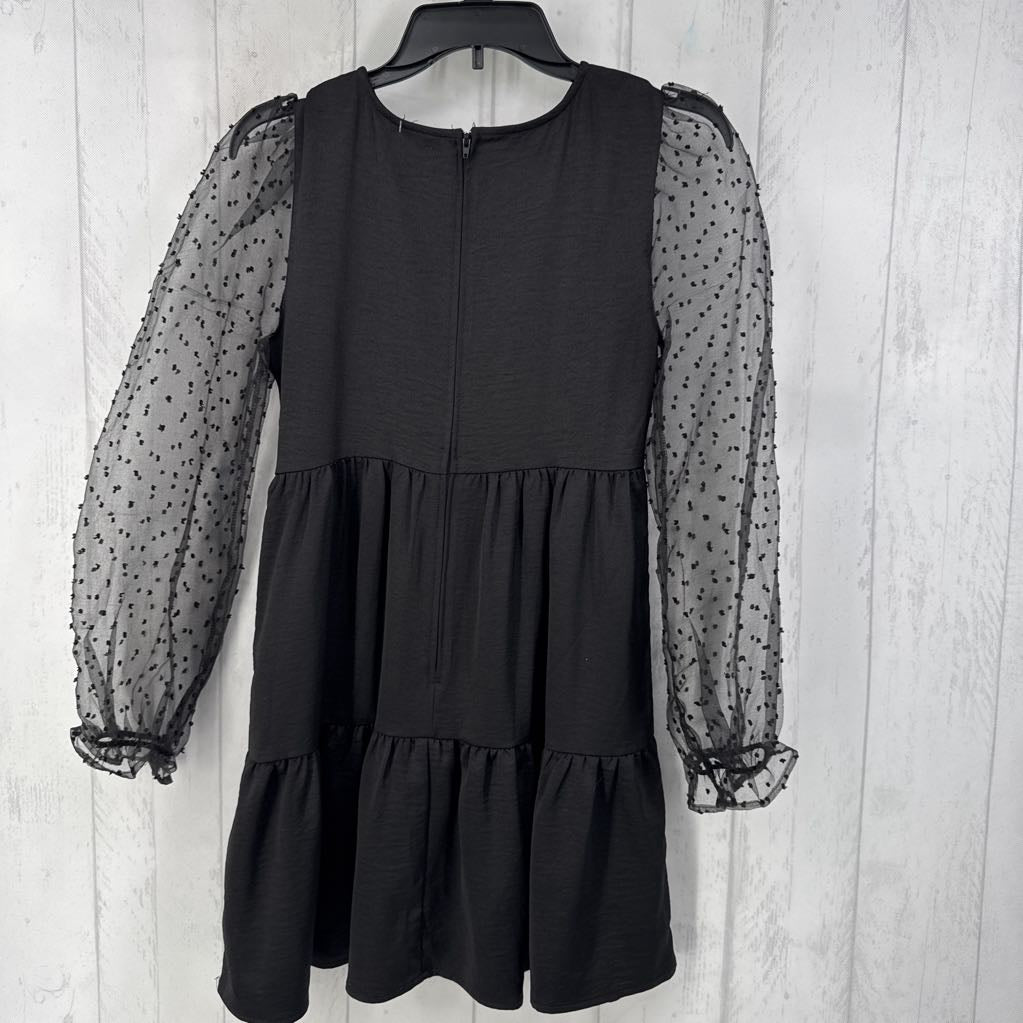 S sheer slv tiered dress