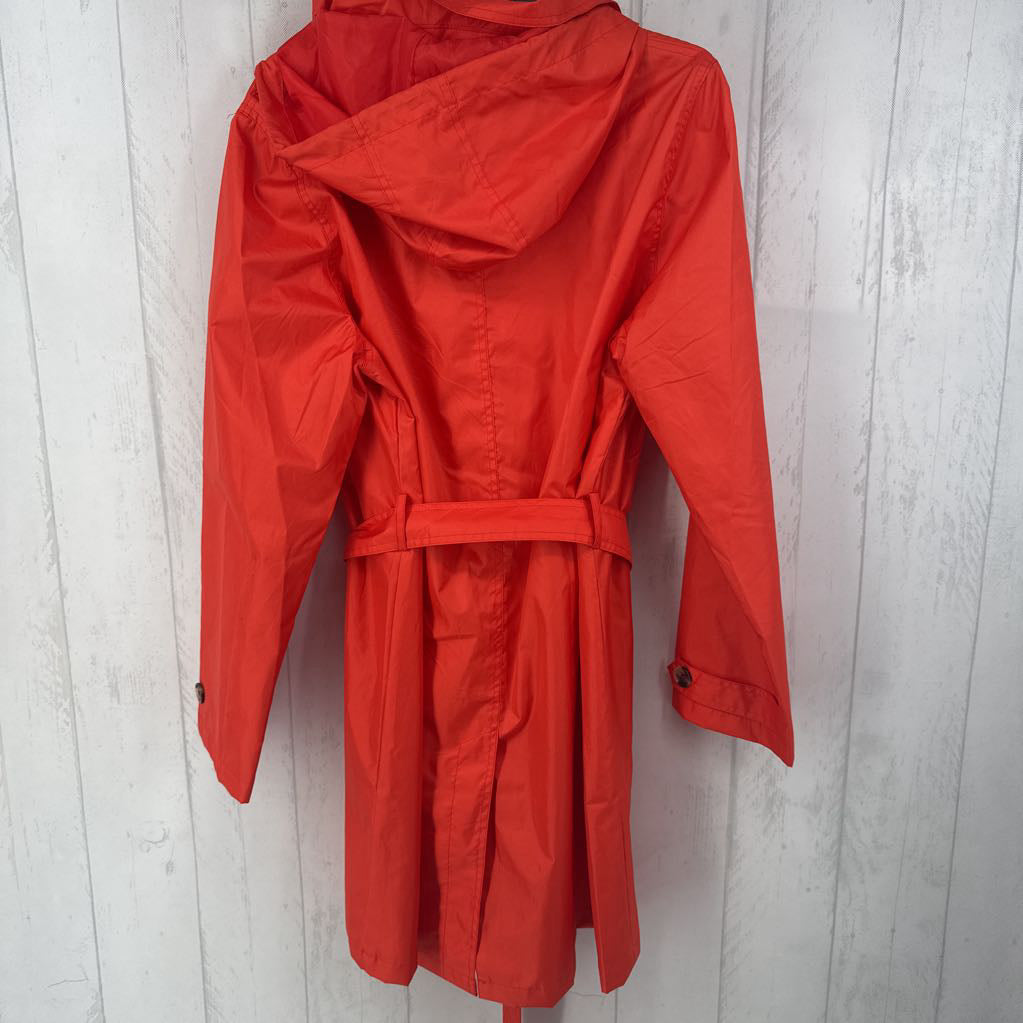 L l/s button wind breaker/rain coat w/ belt