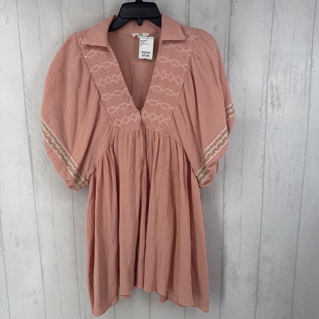 L balloon slv v-neck drress