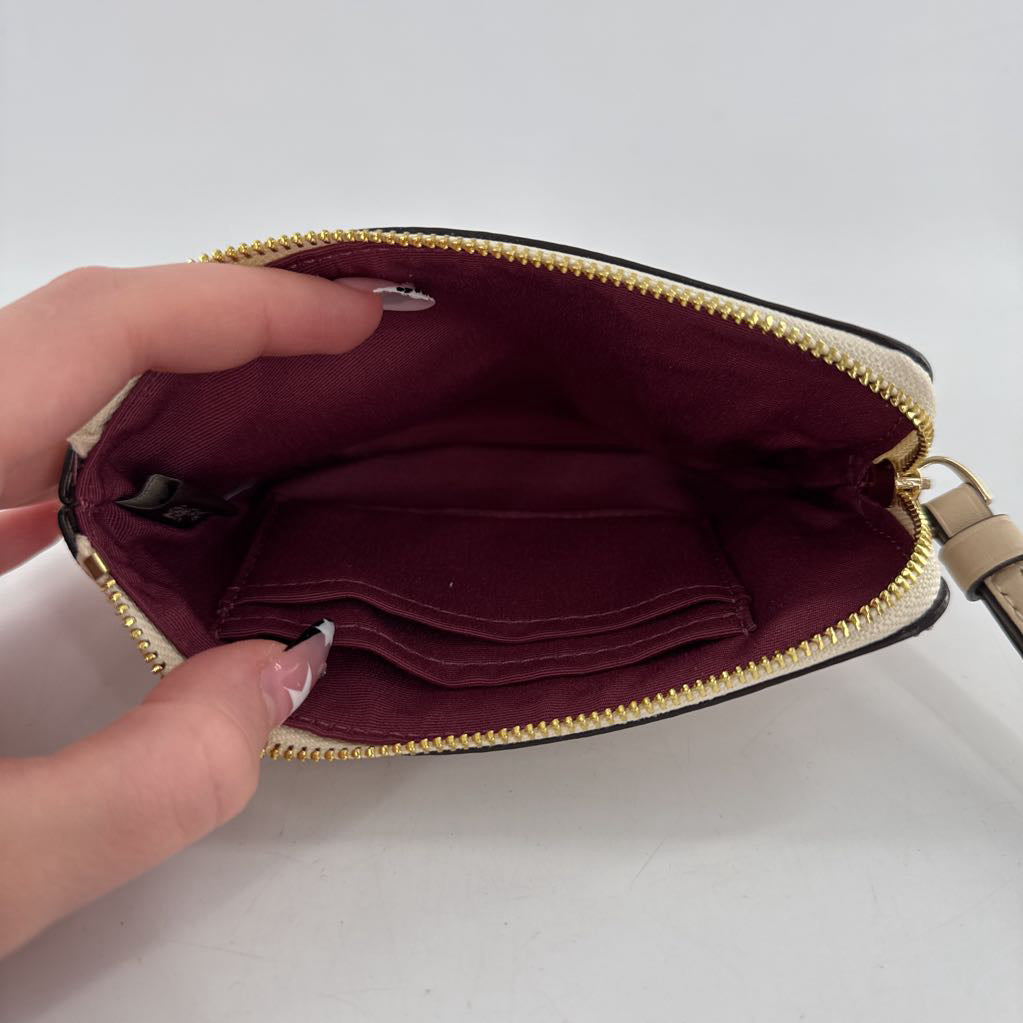 monogram corner zip wristlet