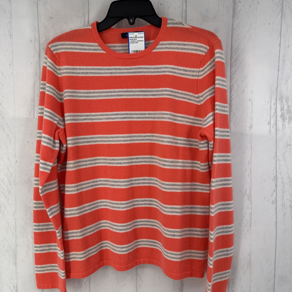 L striped cashmere crewneck sweater