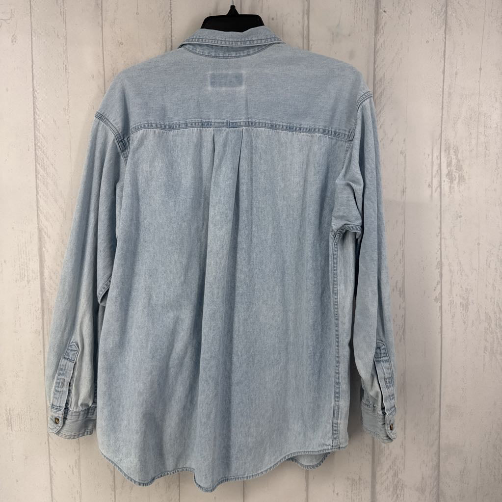 L denim button down l/s top