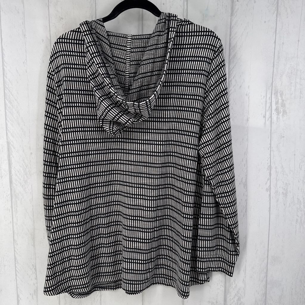 1X printed l/s hooded pullover