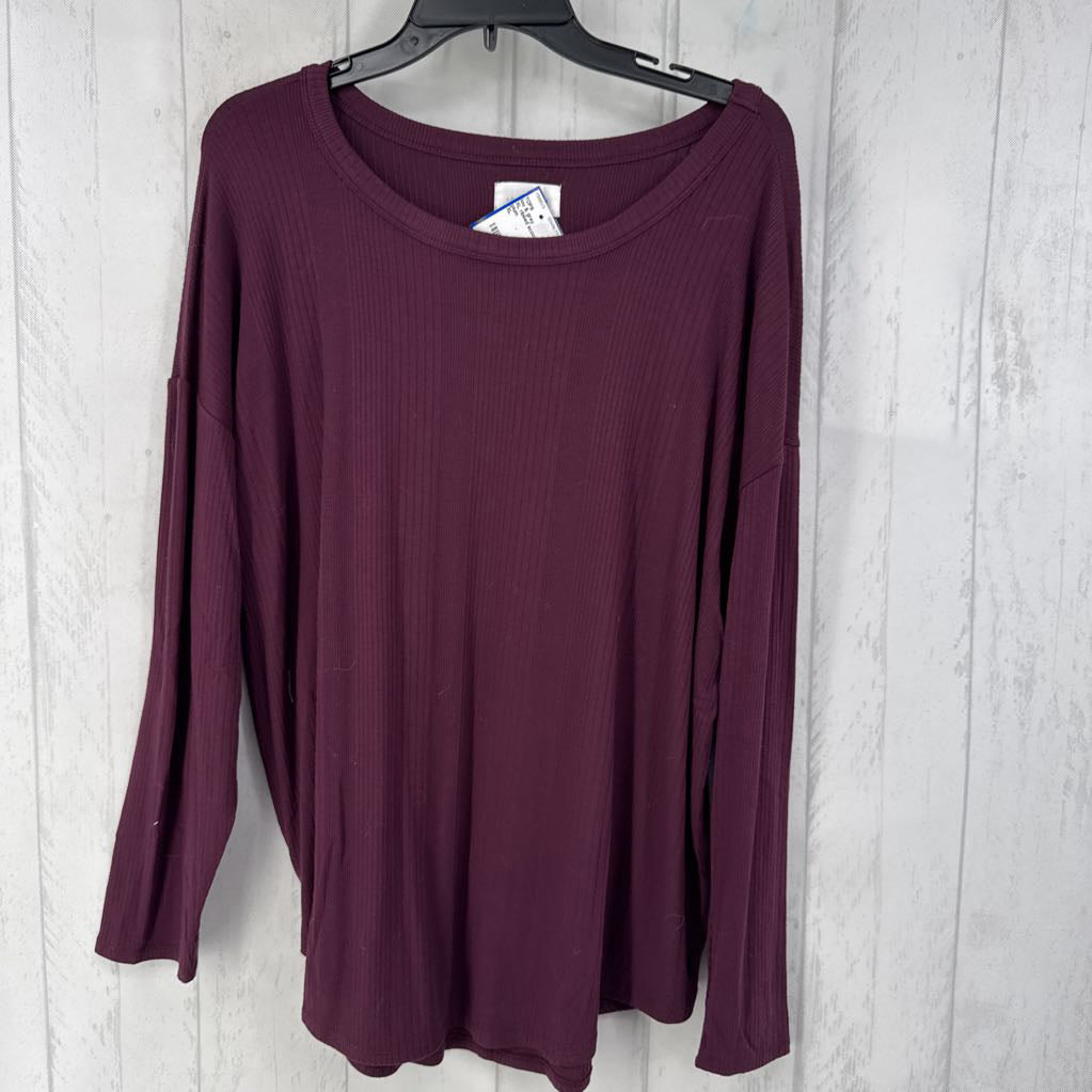 XL ribbed scoop neck l/s top