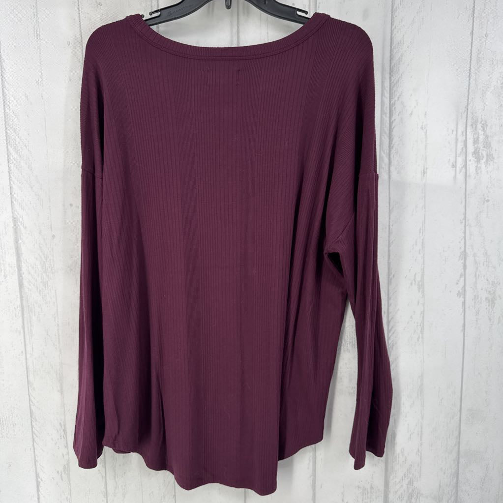 XL ribbed scoop neck l/s top