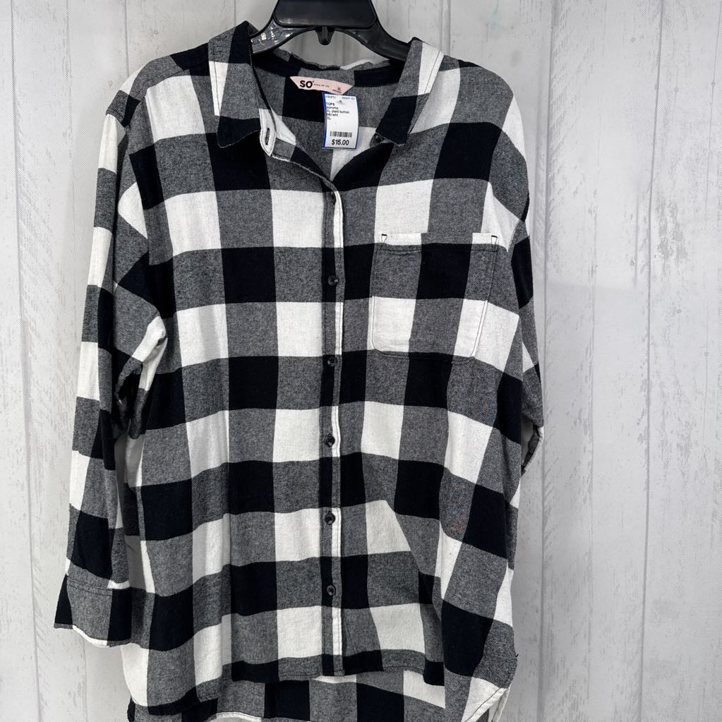 XL plaid button down l/s top