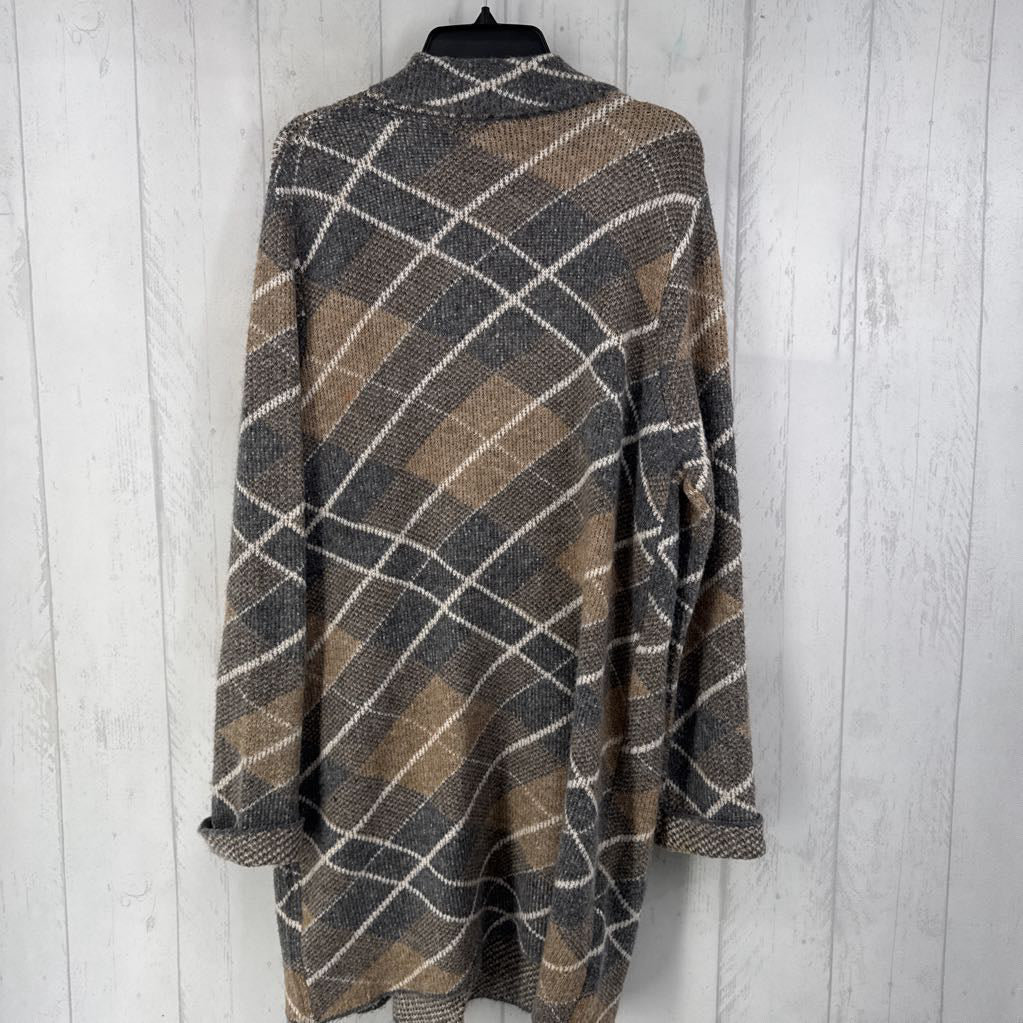 L plaid button front sweater