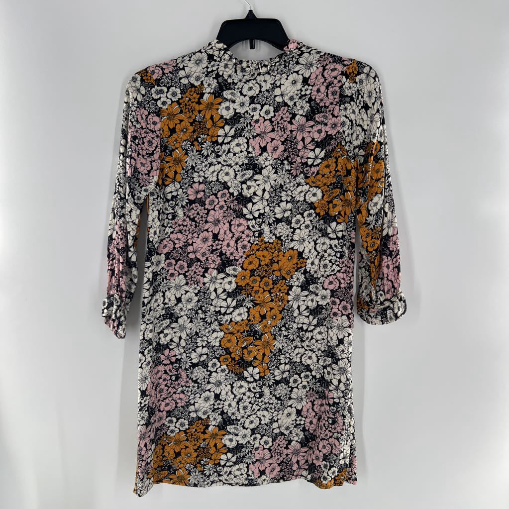 6 flo print v-neck l/s dress