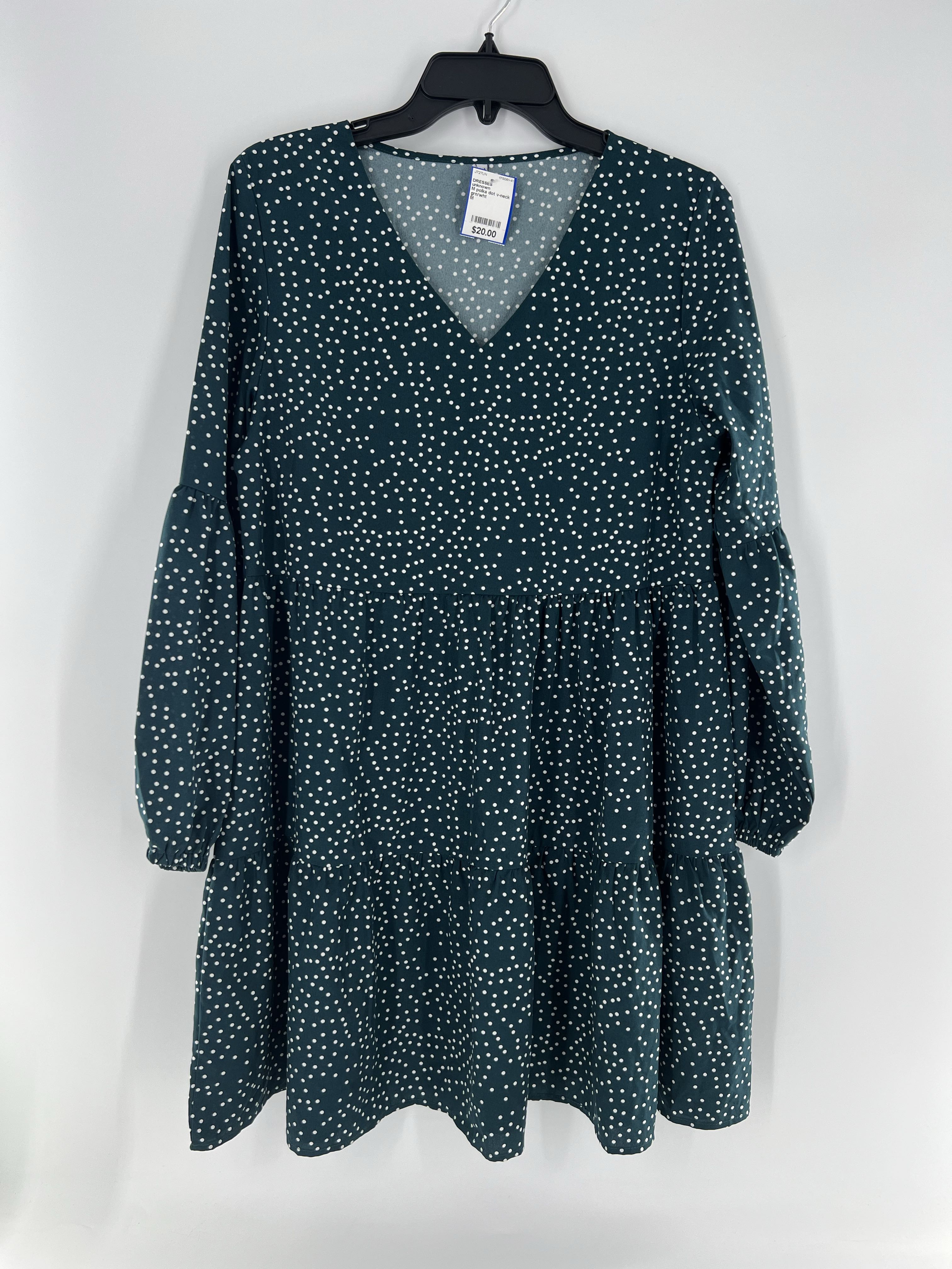 M polka dot v-neck l/s dress