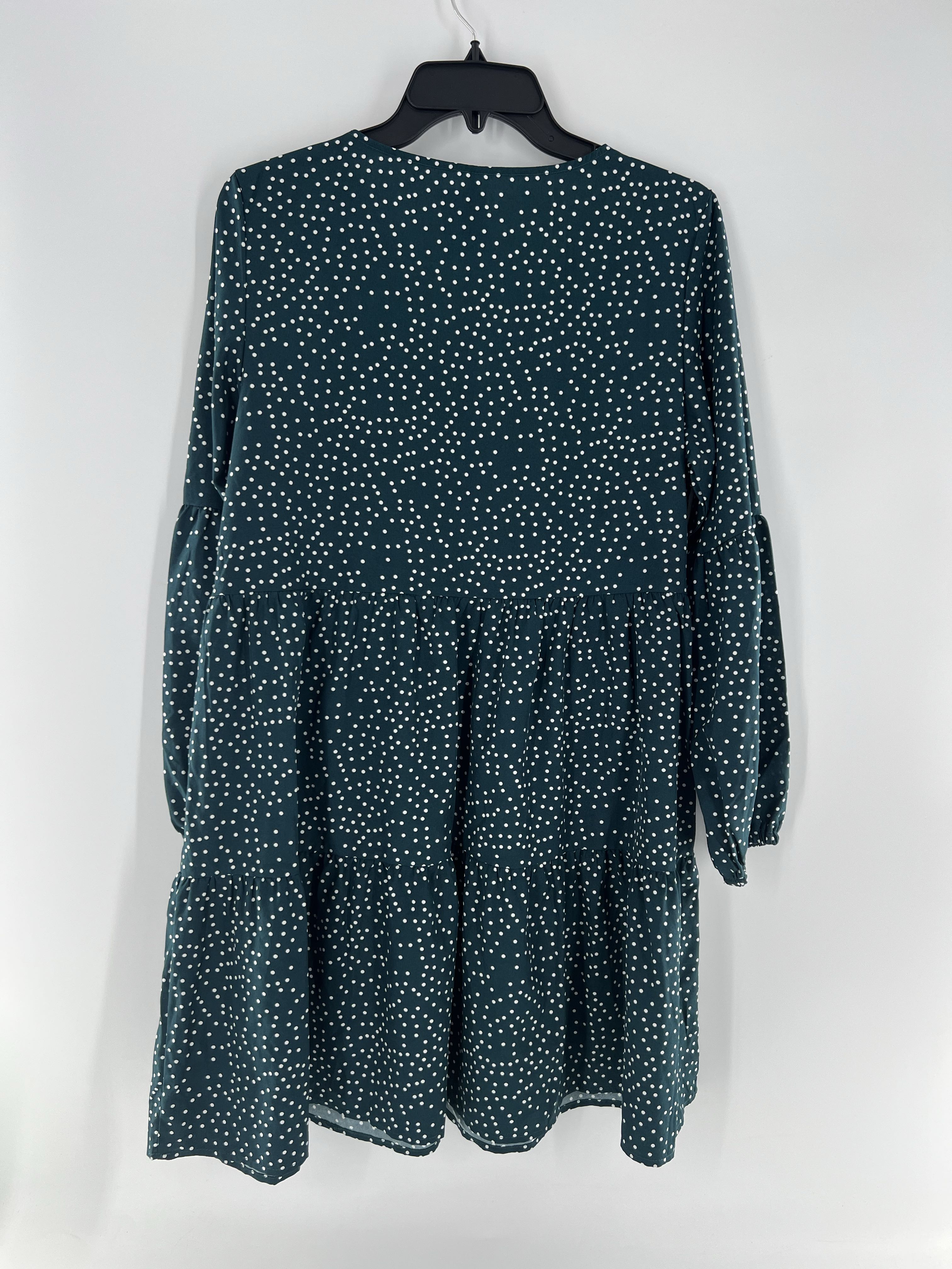 M polka dot v-neck l/s dress