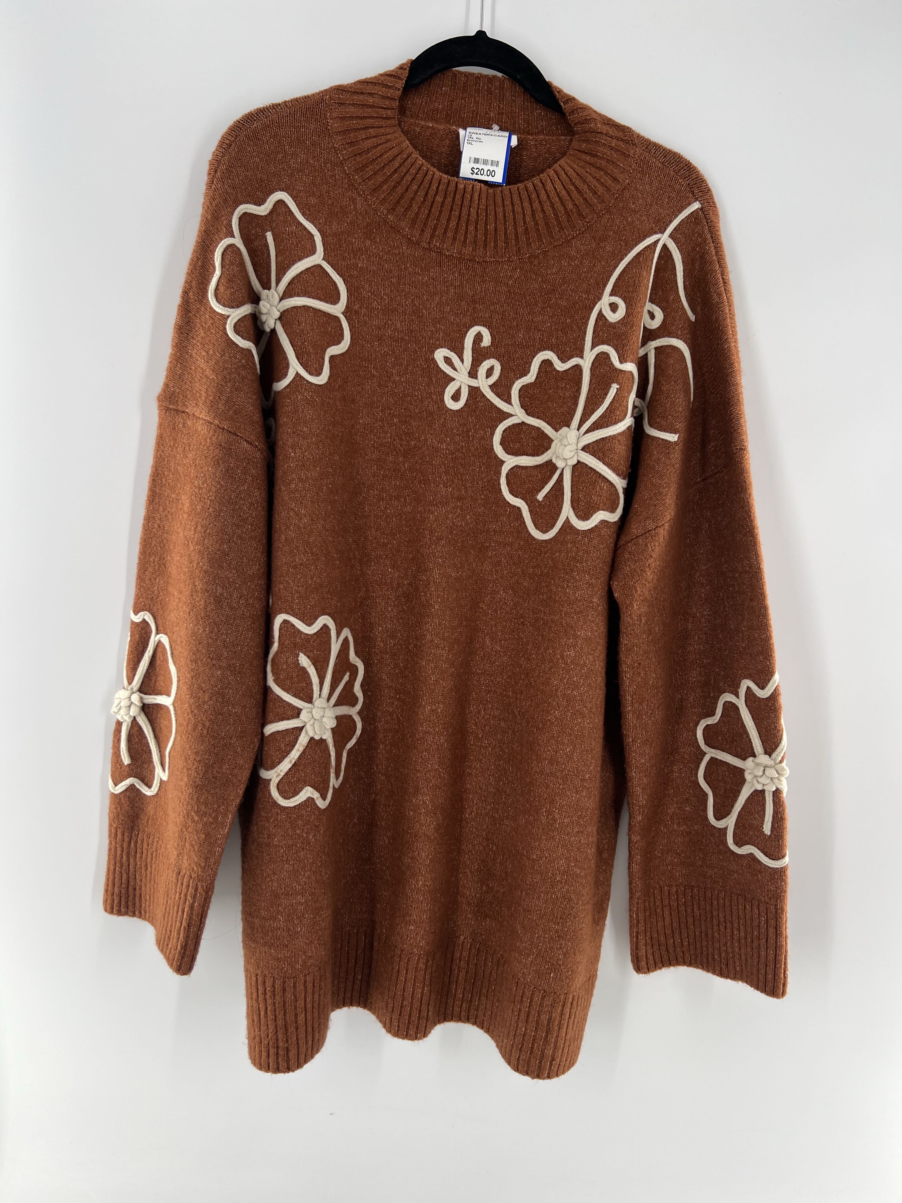 1XL flo embroidered mock neck sweater