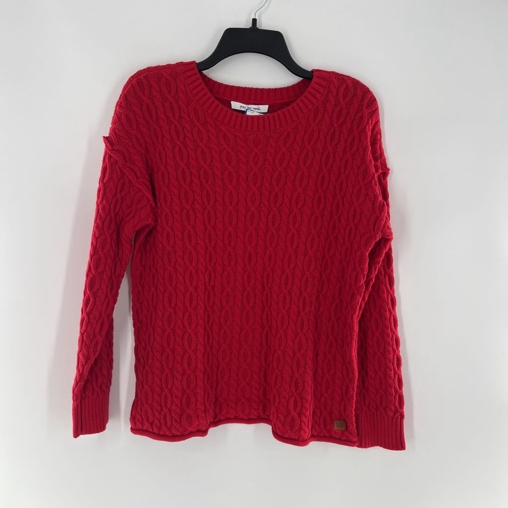 M cable knit sweater