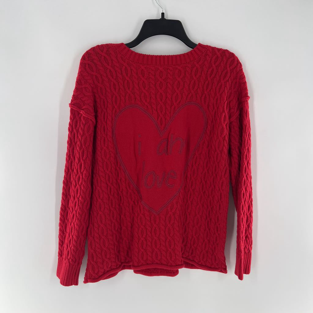 M cable knit sweater