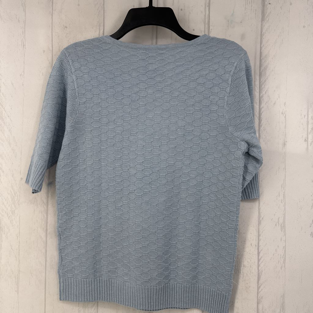S textured elbow slv v-neck sweater