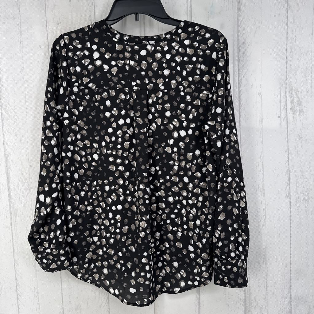 XS animal print v-neck l/s top