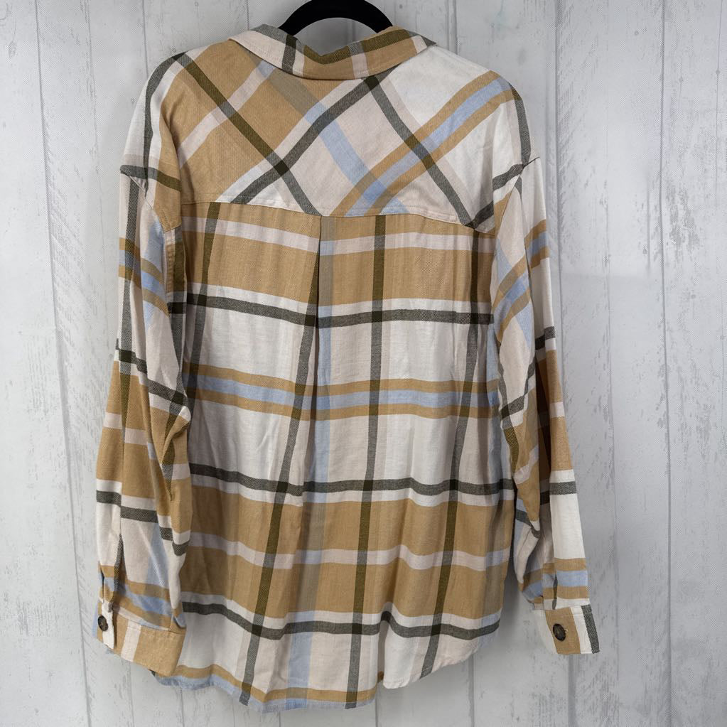 XXL plaid quarter zip l/s top