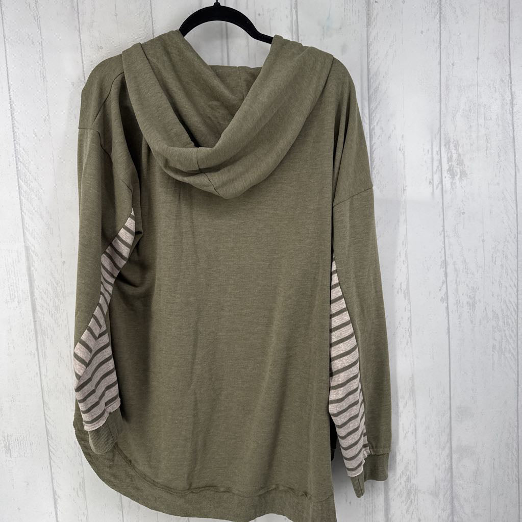 XXL striped quarter button down pullover