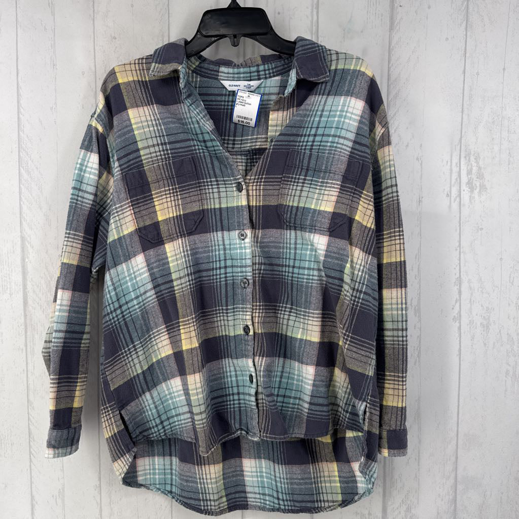 L plaid button down l/s top