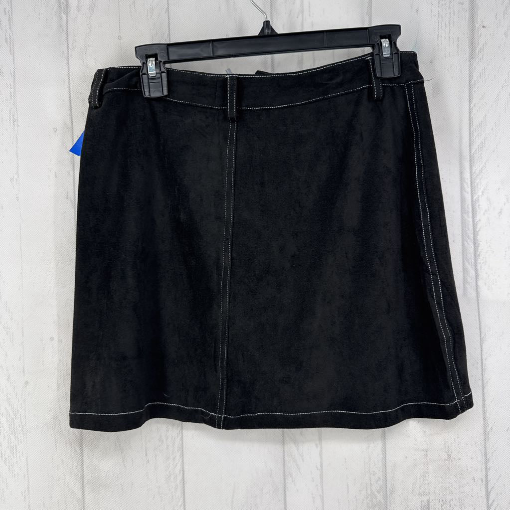 R54 M suede button front mini skirt