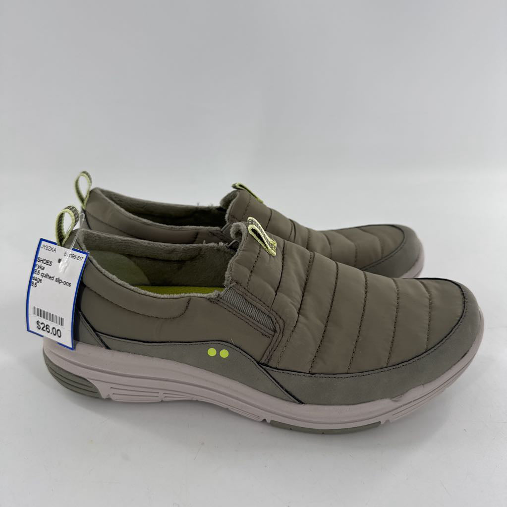9.5 quilted slip-ons