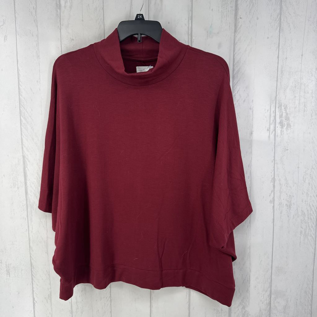 XL mock neck batwing top