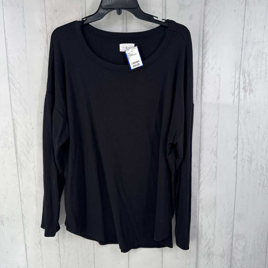 XL ribbed scoop neck l/s top