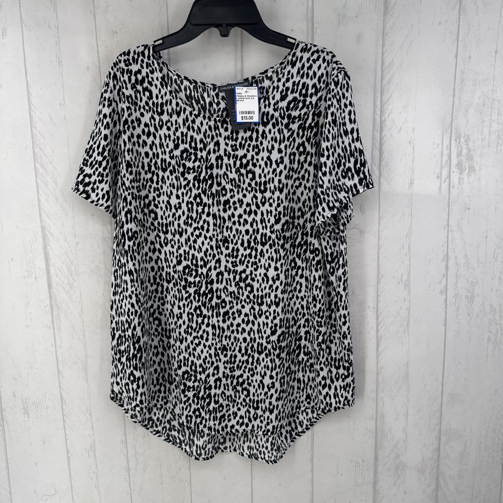 L animal print s/s top