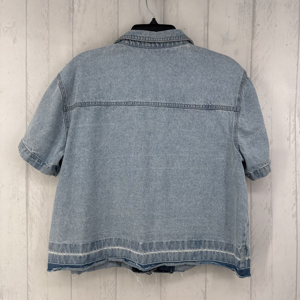 M distressed denim s/s shacket