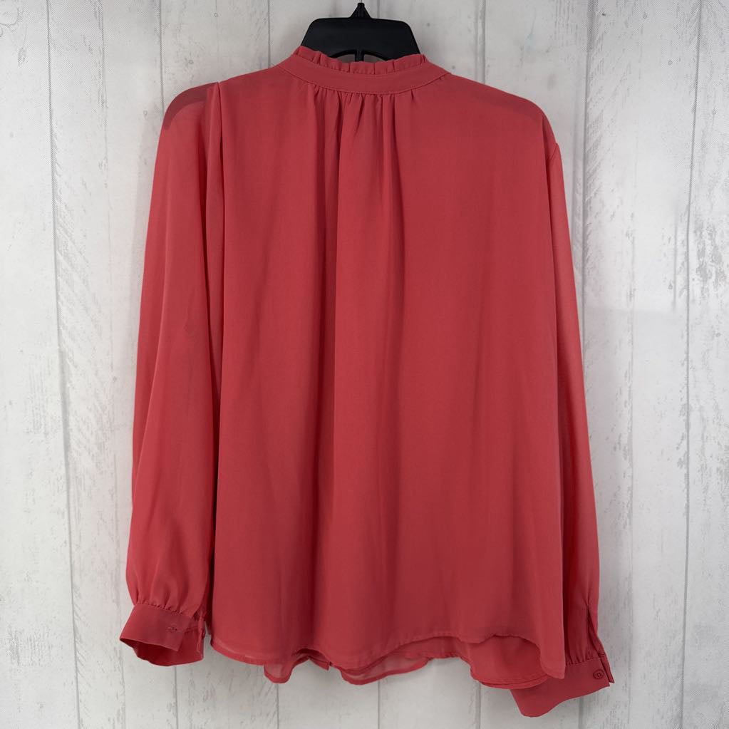 XL lace trim button down l/s top