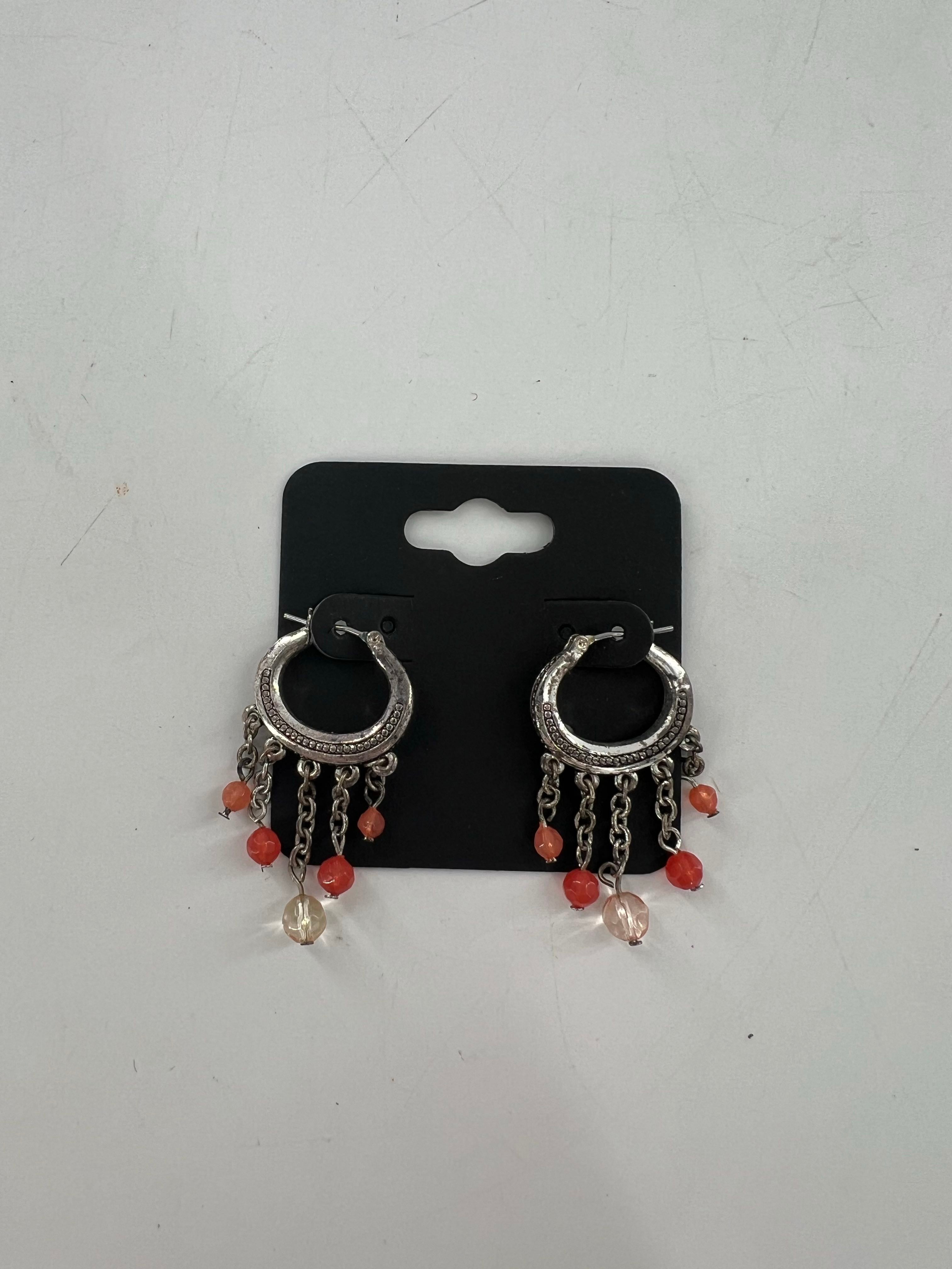silver tone beaded dangle earrings