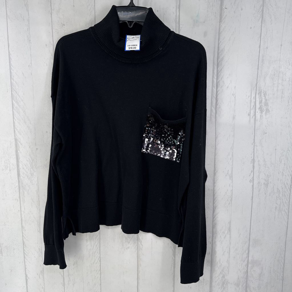 L sequin pocket dolman slv sweater