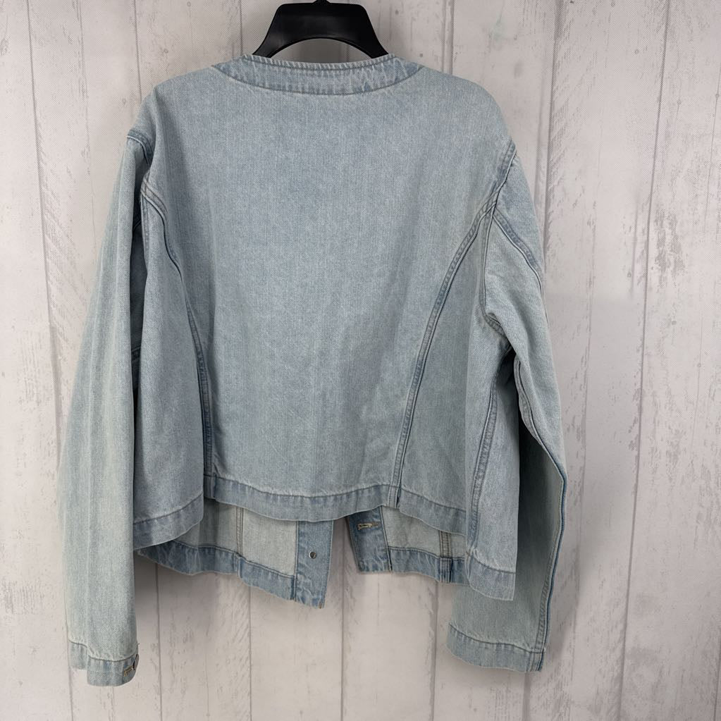 XXL collarless jean jacket